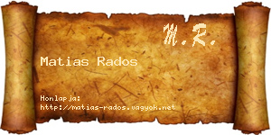 Matias Rados névjegykártya